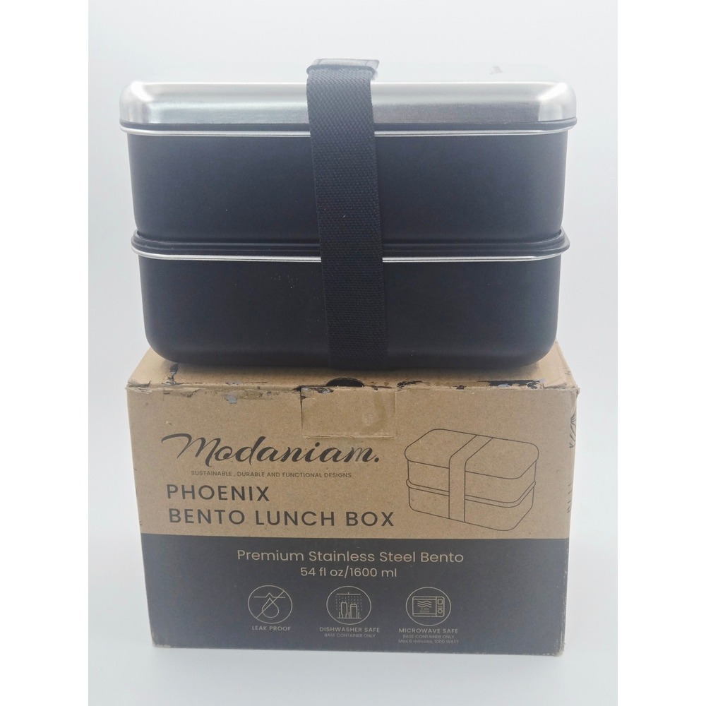 Modaniam Phoenix Bento Lunch Box Stainless Steel 54oz Matte Black Stackable